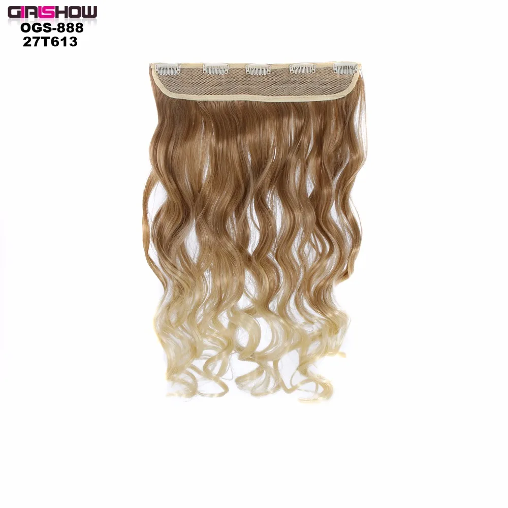 Girlshow 5 клипы в Синтетические пряди для наращивания волос средней длины волнистые парики принято широкий утка softy Чистая 2" 130 г, 10 шт./лот