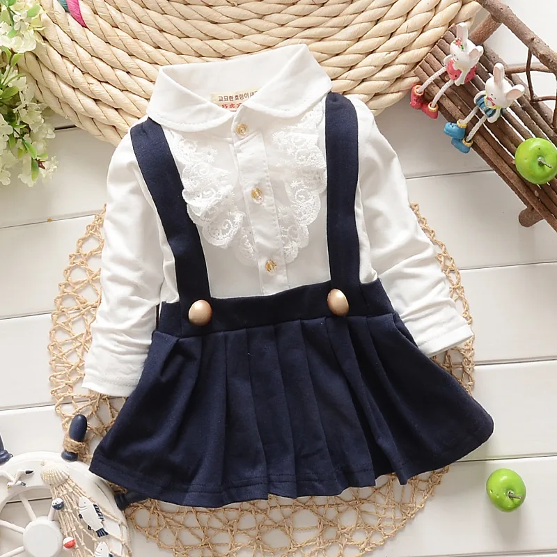 

2015 new autumn winter lace patchwork girls dress faux 2pcs kids clothes baby trap dress cute long sleeve baby girl dress