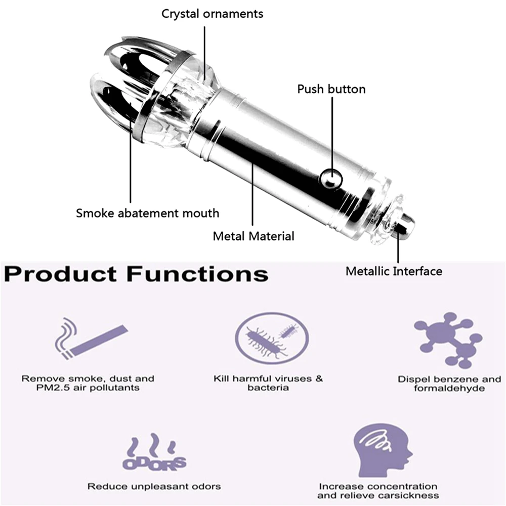 Автомобильный освежитель воздуха авто Air Ionic очиститель воздуха озоновый ионизатор очиститель автомобильный адаптер для прикуривателя очиститель воздуха