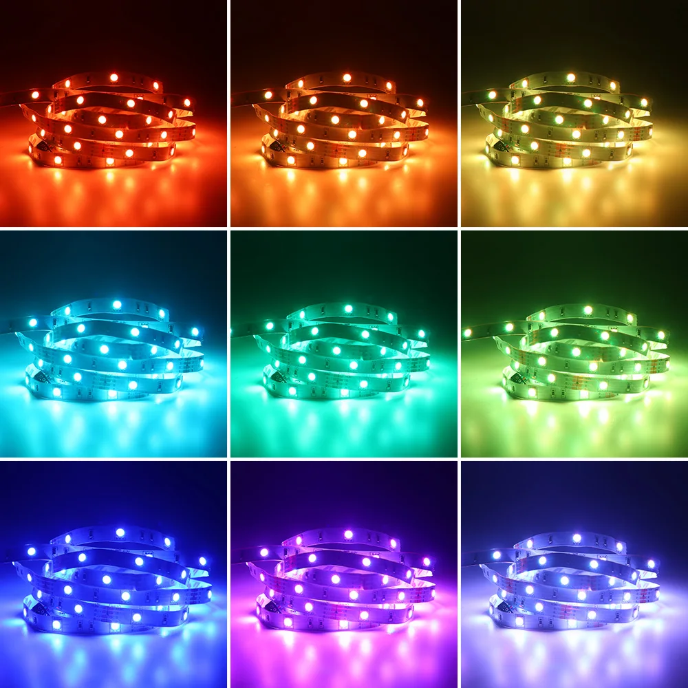 Светодиодный лента 5 м/10 м 5050 RGB многоцветный Светодиодные ленты света не Водонепроницаемый Светодиодные ленты 12 v украшения Спальня ТВ Светодиодные ленты с пультом дистанционного управления