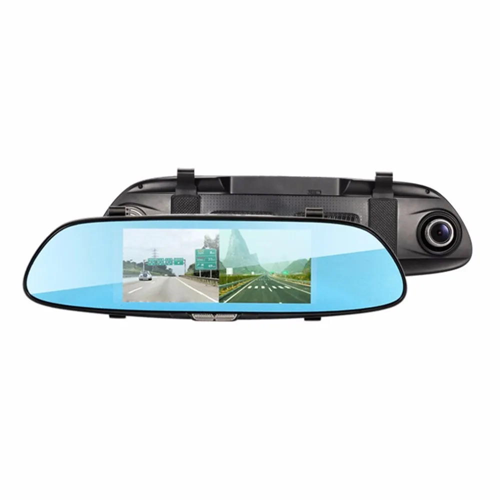 

7-Inch Display Screen 1080P HD Dual Lens Vehicle Rearview Mirror 1GB + 16 GB Portable Camera Recorder Car DVR Dash Cam
