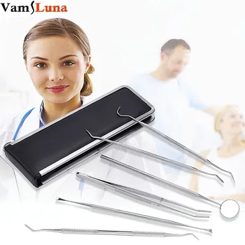 

Dental Tool Set - 6 PACK Dental Hygiene Tool Kit for Home Oral Care Stainless Steel Tartar Remover Dental Pick Tweezers Mirror