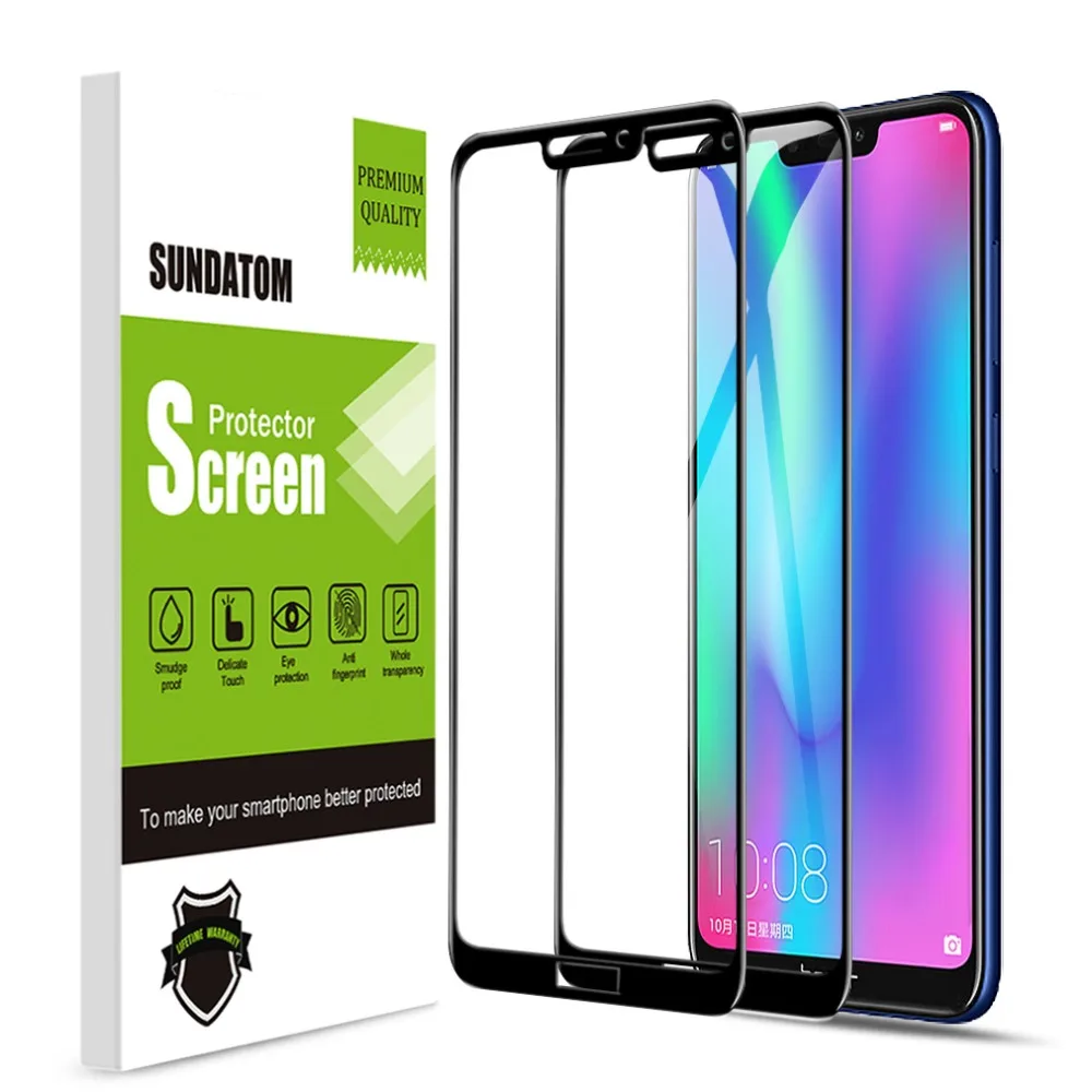 

Honor 8C Screen Protector Tempered Glass Full Cover 3D Edge HD Protective Film For Huawei Honor 8C [2-Pack] SUNDATOM