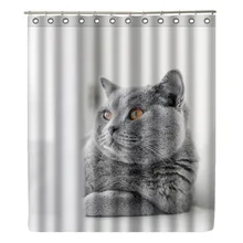 WONZOM Cat Shower Curtain Waterproof Wolf Bathroom Curtain Modern Animal Frog Bath Curtain With 12 Hooks Accessories Home Decor