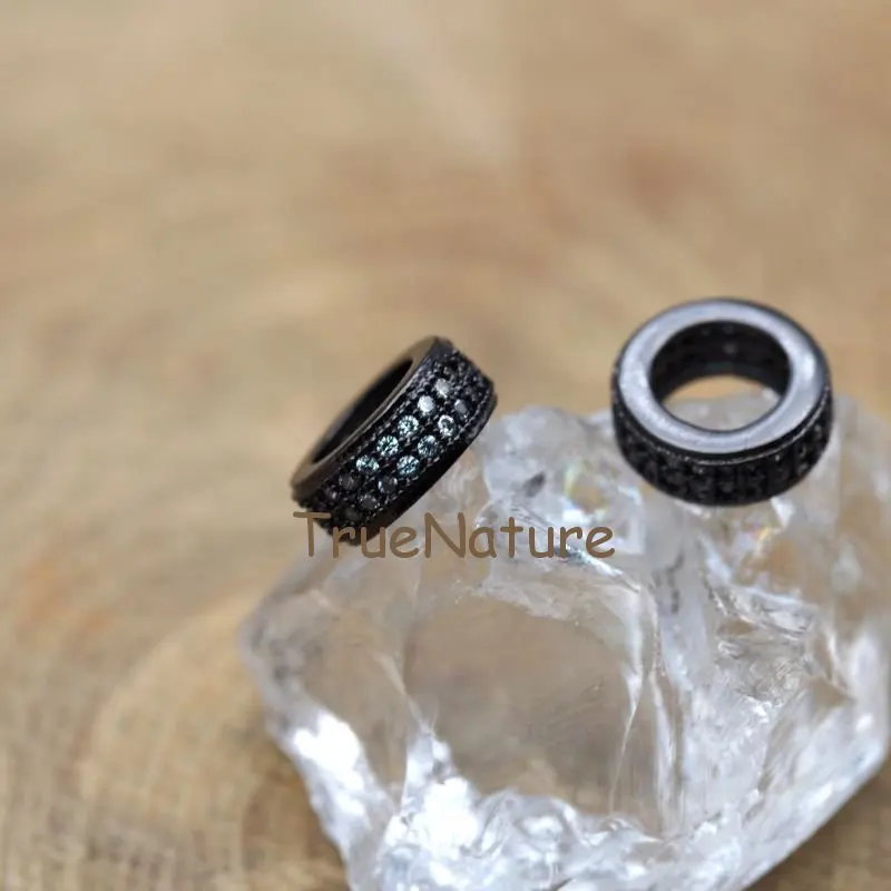 20171007-FC7733- Micro Pave White Plumbum Black Plated Cylinder Accessory Sapcer Copper  Accessory Wahser-4x10mm-1g_1