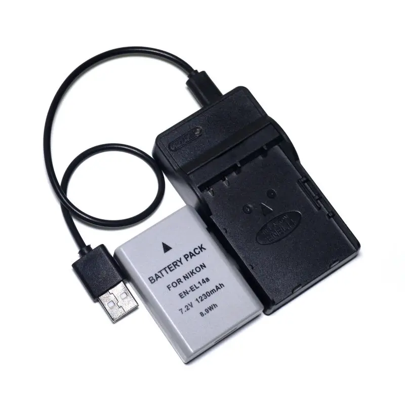 Billige EN EL14a EN EL14 Batterie + USB Ladegerät für Nikon Df D3100 D3200 D3300 D3400 D5100 D5200 D5300 D5400 D5500 D5600 DSLR kamera