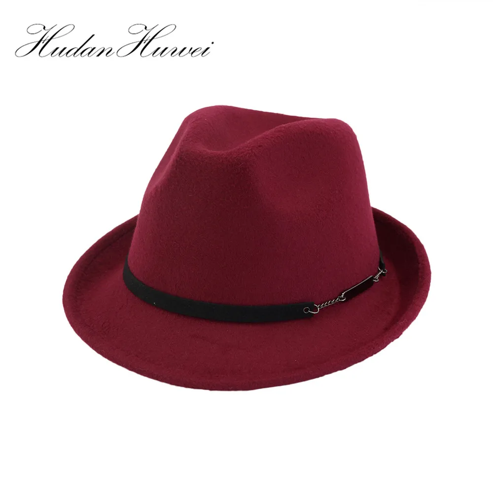 Mens Hats Fedoras Short Brim Panama Fedora Gentleman Felt Hat Astralia Wool Autumn Winter Trilby