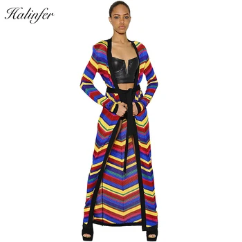 

Halinfer 2018 New summer women dress sexy bodycon long sleeves striped dress elegant celebrity party dresses vestidos wholesale