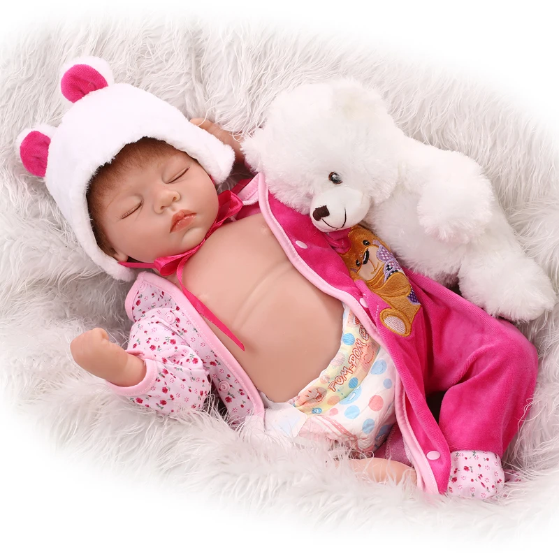 Silicone Reborn Baby Dolls Sleeping Babies Real Vinyl Belly 55cm Bonecas reborn  Toys For Girls bebes