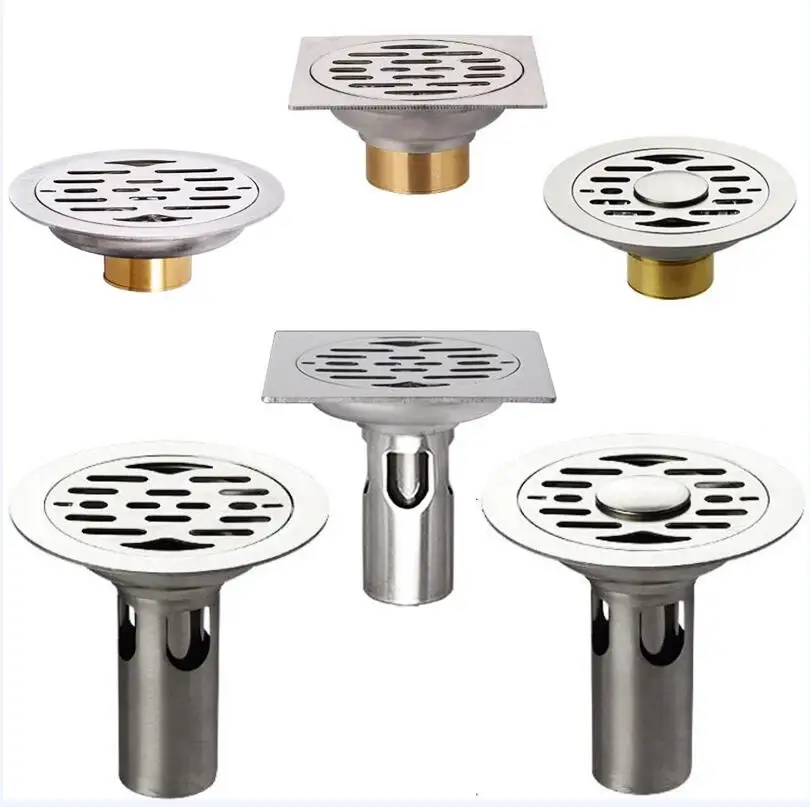 

12X12CM Stainless Steel Washing Machine Floor Drain Shower Room Round/Square Surface Polished/Brushed Proces Design Floor Drain
