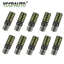 10 pces t10 w5w led canbus interior do carro luzes 24smd 3014 led para luzes da placa de licença auto lâmpada leitura interior erro livre 12v