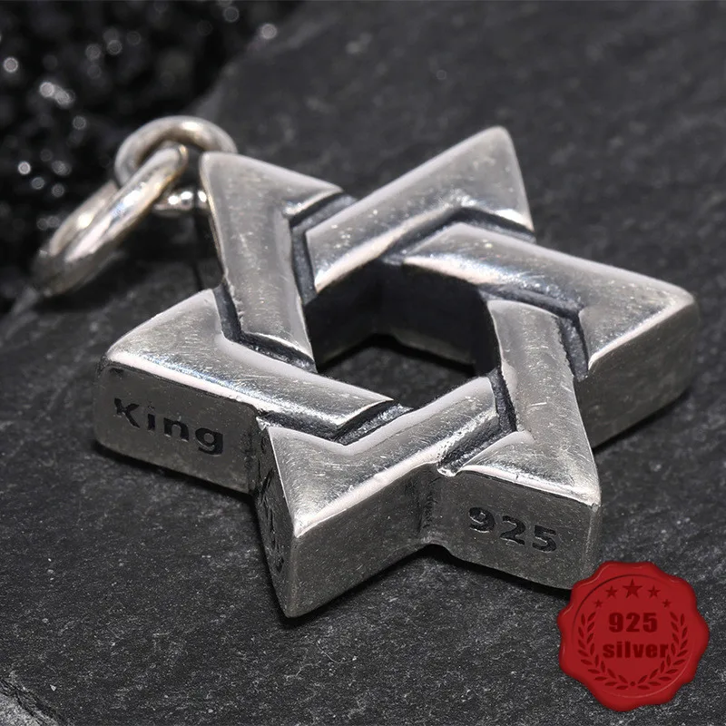 

925 sterling silver pendant fashion personality wild retro simple style six-star star shape to send lover gift 2019 new hot