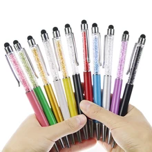 Креативная кристальная ручка, алмазные шариковые ручки, канцелярские шариковые ручки, стилус, ручка для сенсорного экрана, 11 цветов, маслянистый черный, заправка 0,7 мм