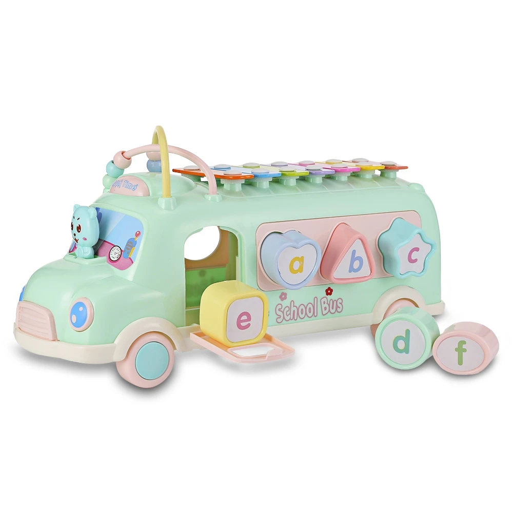 Baby Musical Toy Percussion Kid Music Instrument School Bus Toys Piano Matching Blocks kid Early Learning Educational Fun Toy (1)