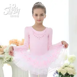 Мода для девочек балетное танцевальное платье для девочек с длинным рукавом Детская Лебединое озеро для выступлений, беллетная пачка