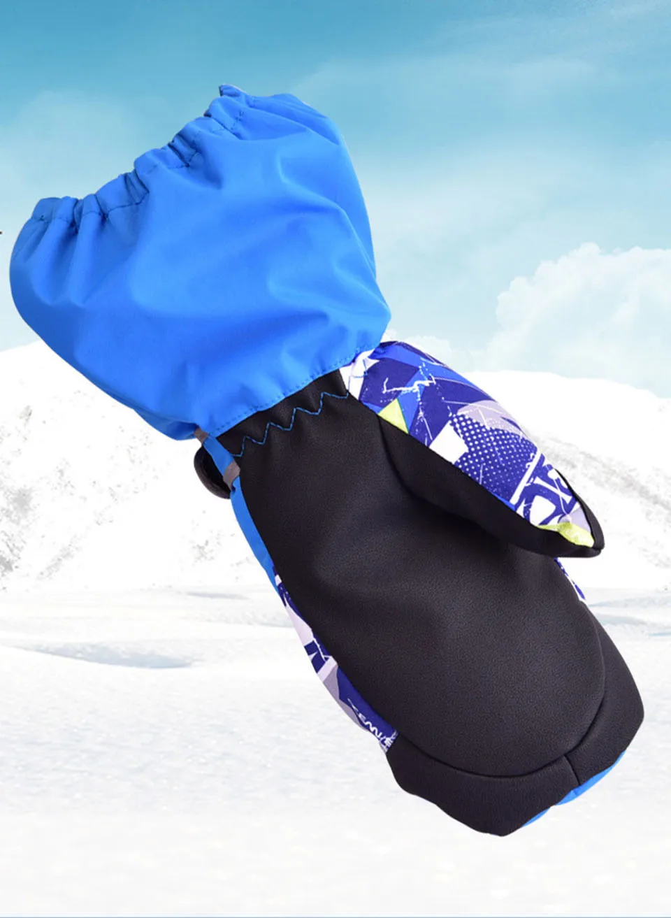 GOBYGO Детские Зимние теплые лыжные перчатки для мальчиков/девочек спортивные водонепроницаемые ветрозащитные Нескользящие зимние варежки расширенные наручные перчатки для катания на лыжах