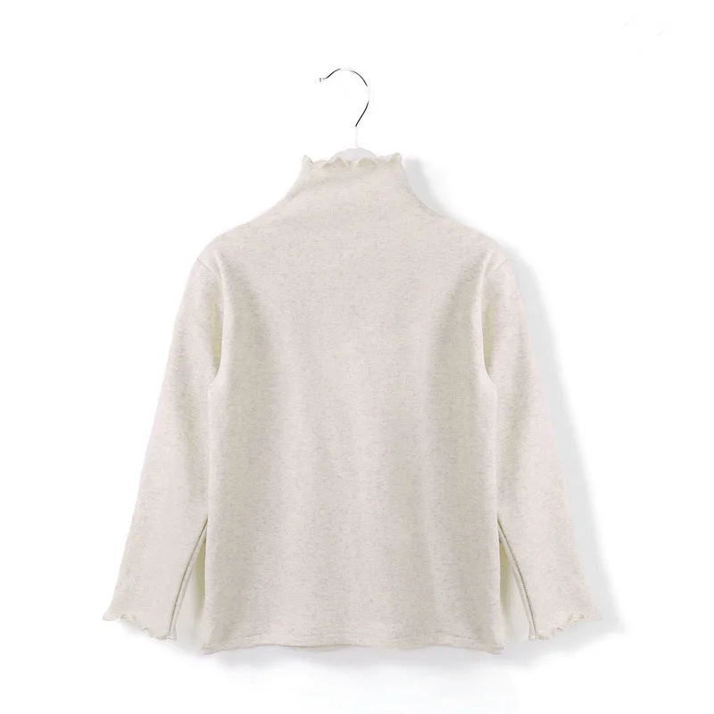autumn beige Детская футболка с длинными рукавами топы для девочек; сезон осень-зима; Теплая Флисовая футболка с высоким воротником для девочек хлопковая детская одежда От 3 до 13 лет; DQ651 - Цвет: autumn beige