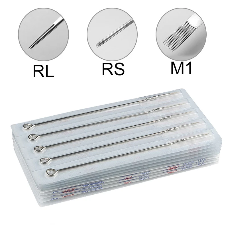 50/100Pcs Disposable Tattoo Needles Set Stainless Steel Tips Assorted Kit for Tattoo Machine ...