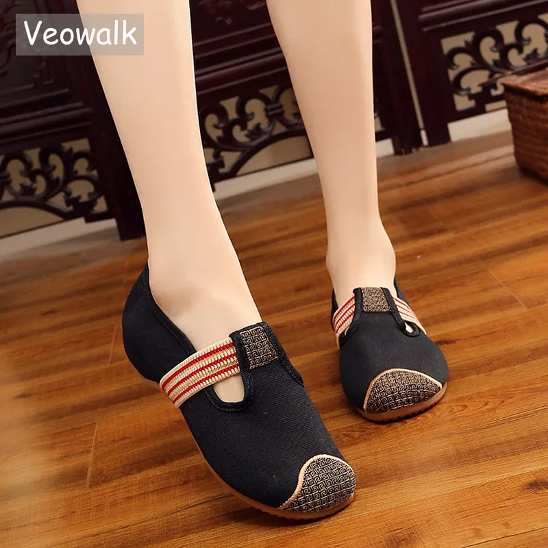 Veowalk/Эластичная лента Женские однотонные лоферы из парусины Свободная джинсовая