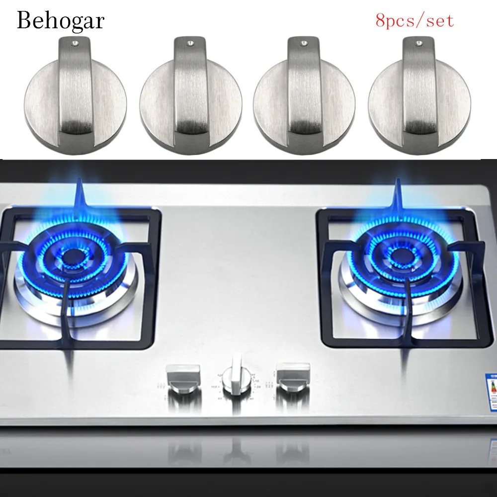 Behogar, 8 шт., 6 мм, универсальный металлический поворотный переключатель, ручки управления, Сменные аксессуары для кухонной плиты, газовая плита, духовка, варочная панель