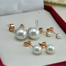 Женские серьги из титановой стали цвета розового золота с