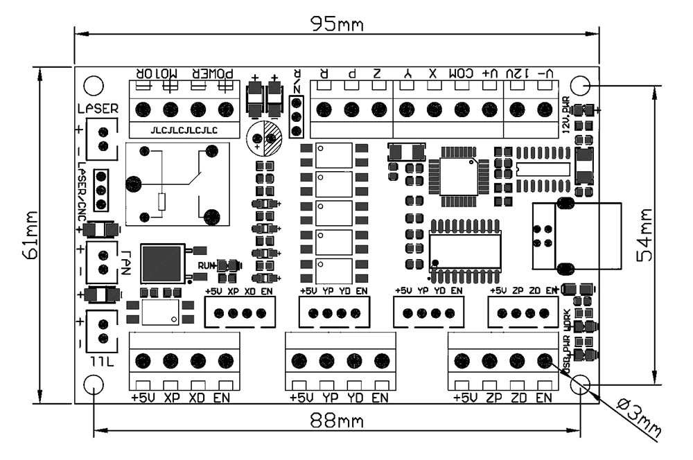 GRBL Лазерная CNC плата управления, DIY лазерная гравировальная машина++ 3 шт. TB6600 1 Ось 4.5A Драйвер шагового двигателя доска