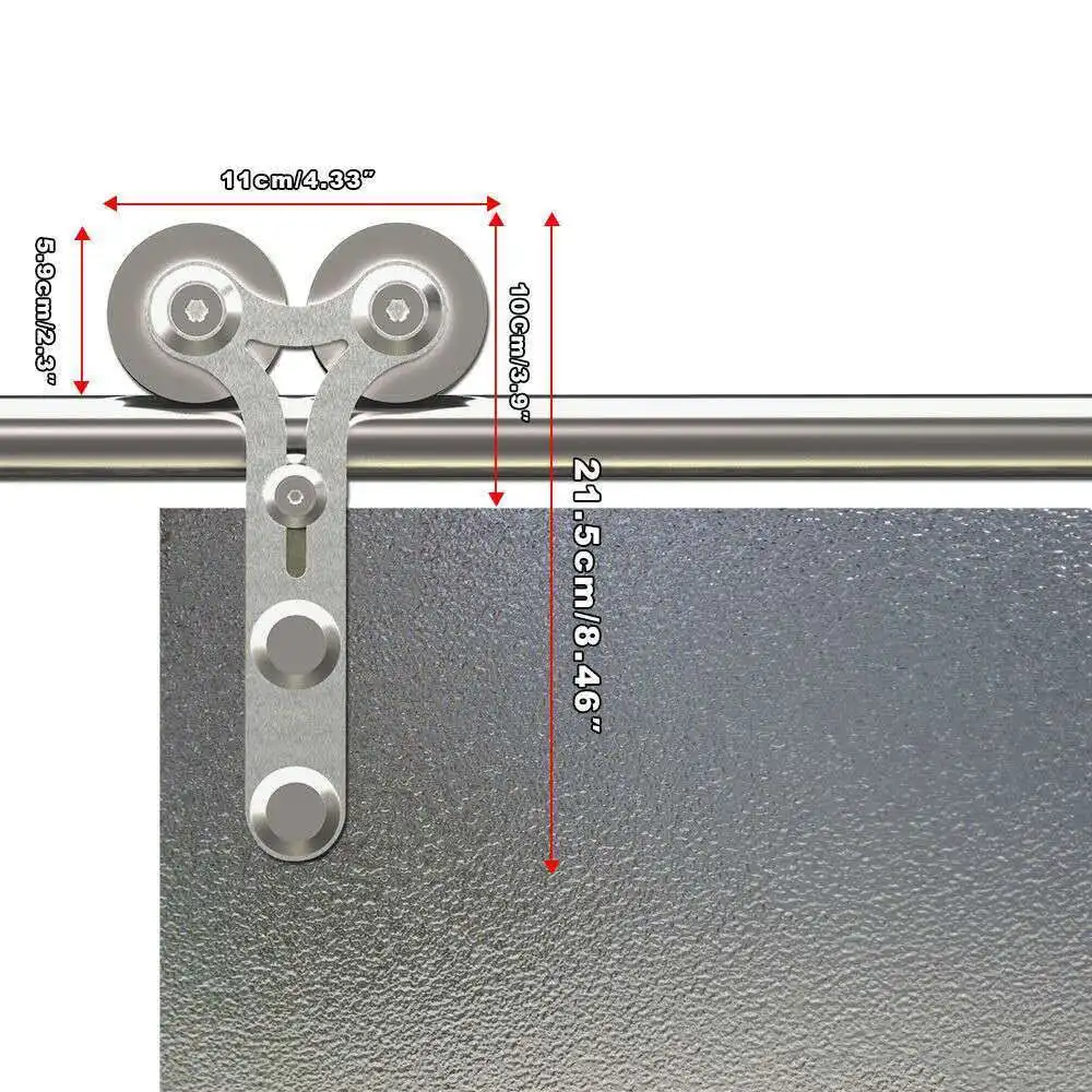 LWZH Stainless Steel Sliding Barn Door Hardware Basic Track Hardware Kit Y-Shaped with Big Roller Track Roller for Interio