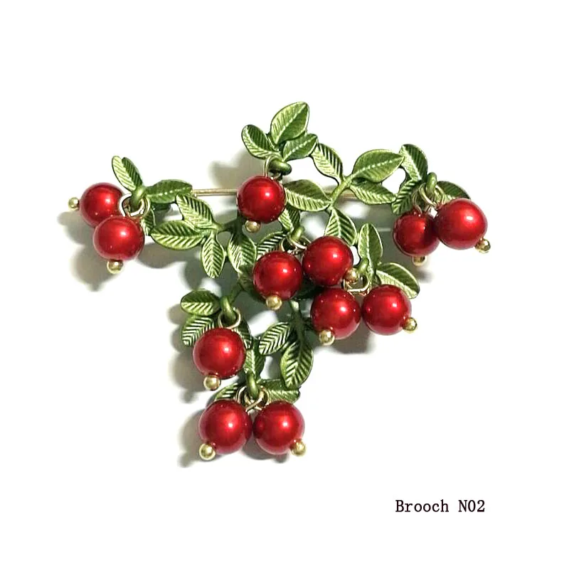 Brooch N02 CSxjd Новая Винтажная брошь ювелирные изделия имитация жемчуга Клюква брошь, шарфы, пряжки аксессуары - Окраска металла: Brooch N02