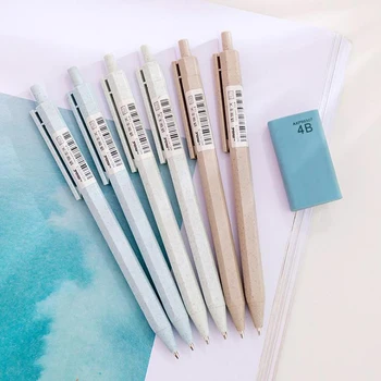 

3 Pcs/set Kawaii 0.5mm/0.7mm Wheat Straw Press Mechanical Pencils Automatic Pencil Students Stationery Gifts Supply