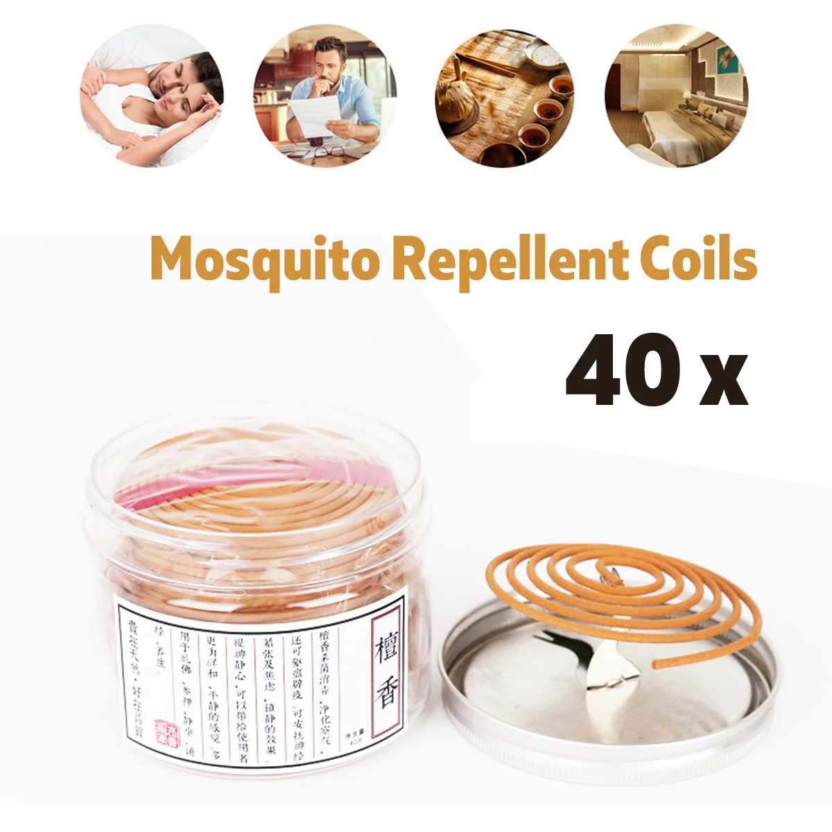 

40pcs/box Mosquito Killer Anti Mosquito Repellent Insect Killer Natural Sandalwood Buddha Incense Indian Incense Fragrance Coil