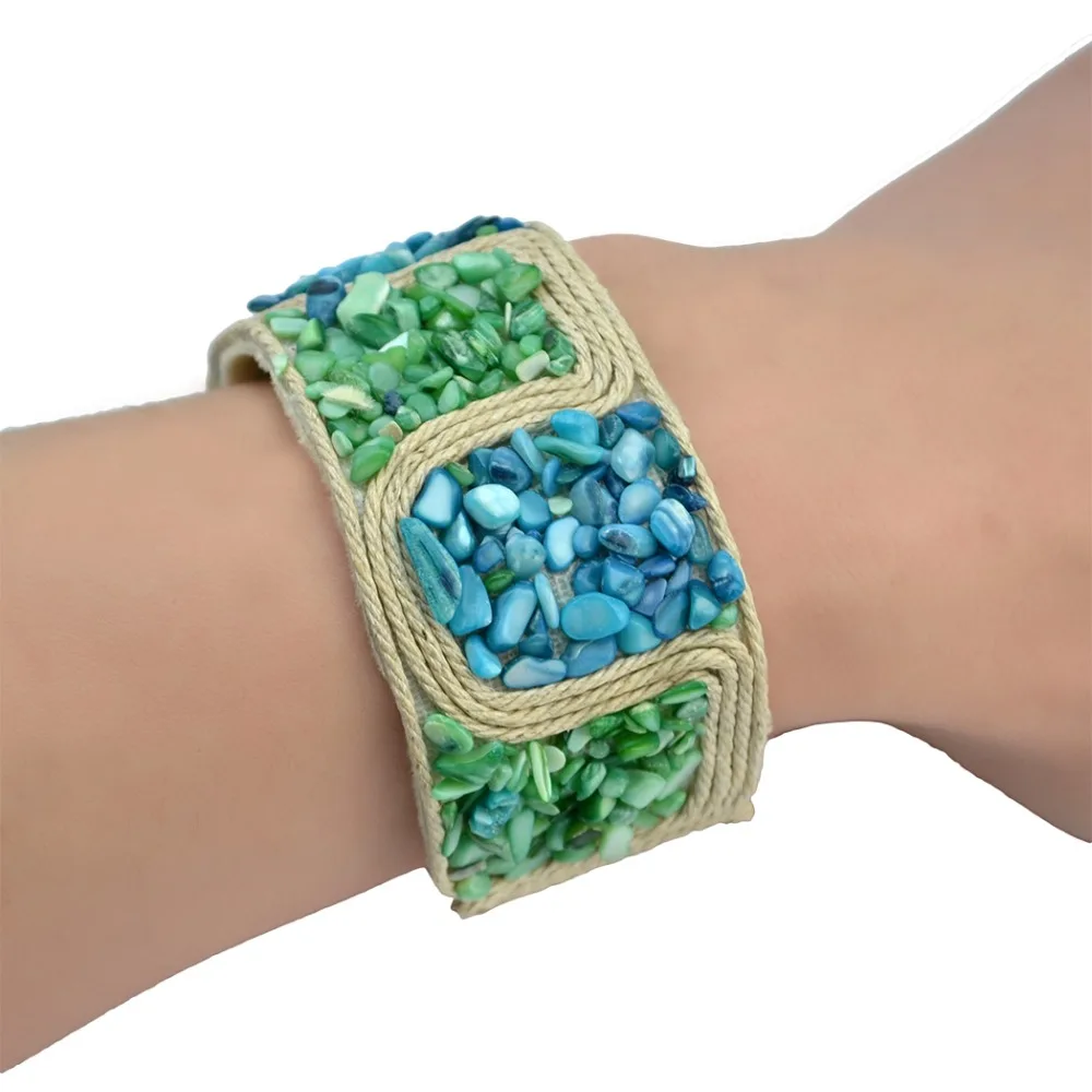 Unique Design Thread Rhinestone Bracelet Bohemian Stimulated Green