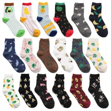 Корейские свежие носки с фруктами, лимон, авокадо, ананас черешня, черника, апельсин, гардения, банан, фламинго, Плюмерия