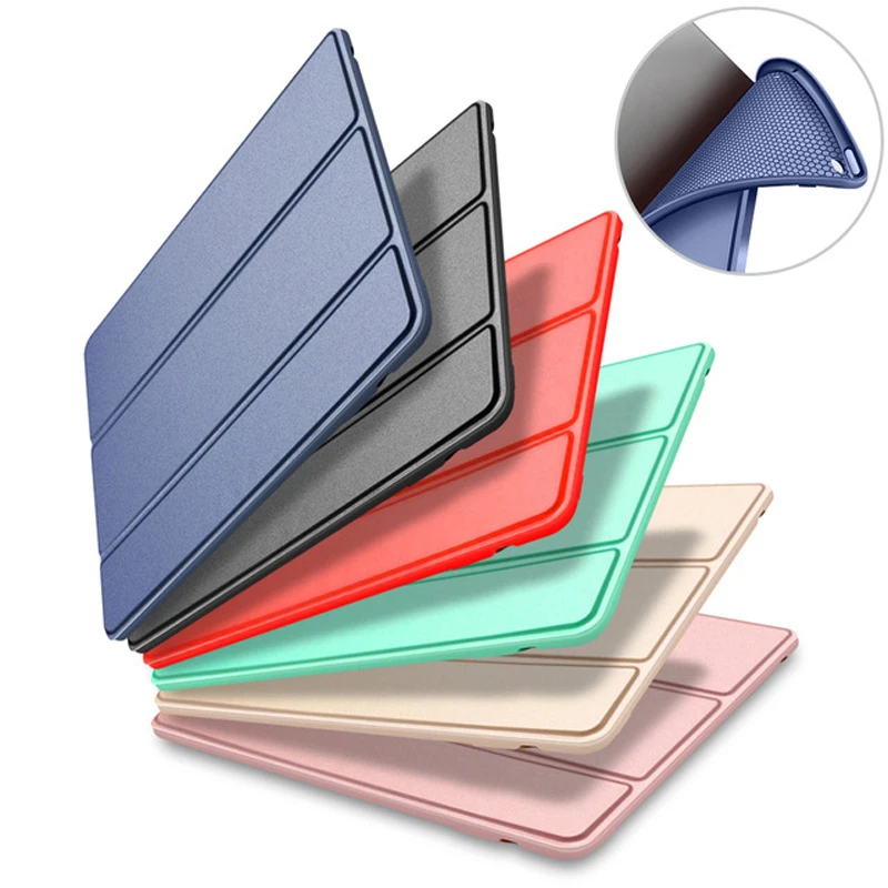 

case For iPad 9.7 2017 2018 High Quality Ultra Slim Smart Sleep TPU Leather Case Cover For iPad 5 / 6 / Air / Air 2 + Gift