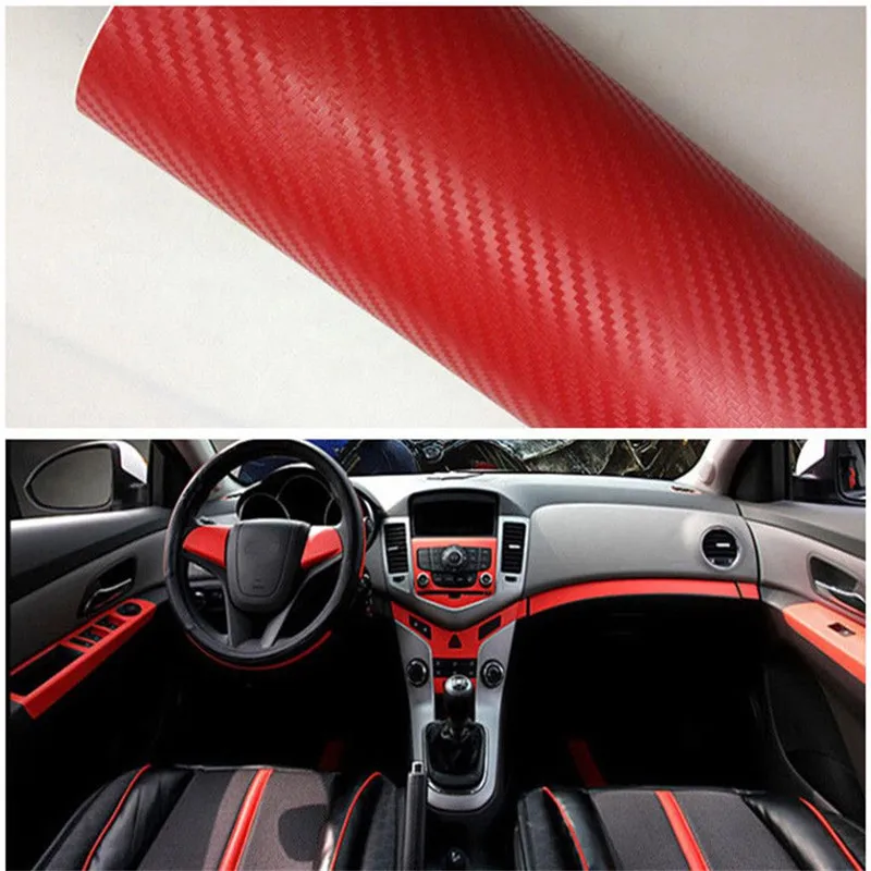 kongyide Car Interior Sticker Fashion 3D Carbon Fiber Vinyl Thickened Color Red Film For Motorcycle ap4 | Автомобили и мотоциклы