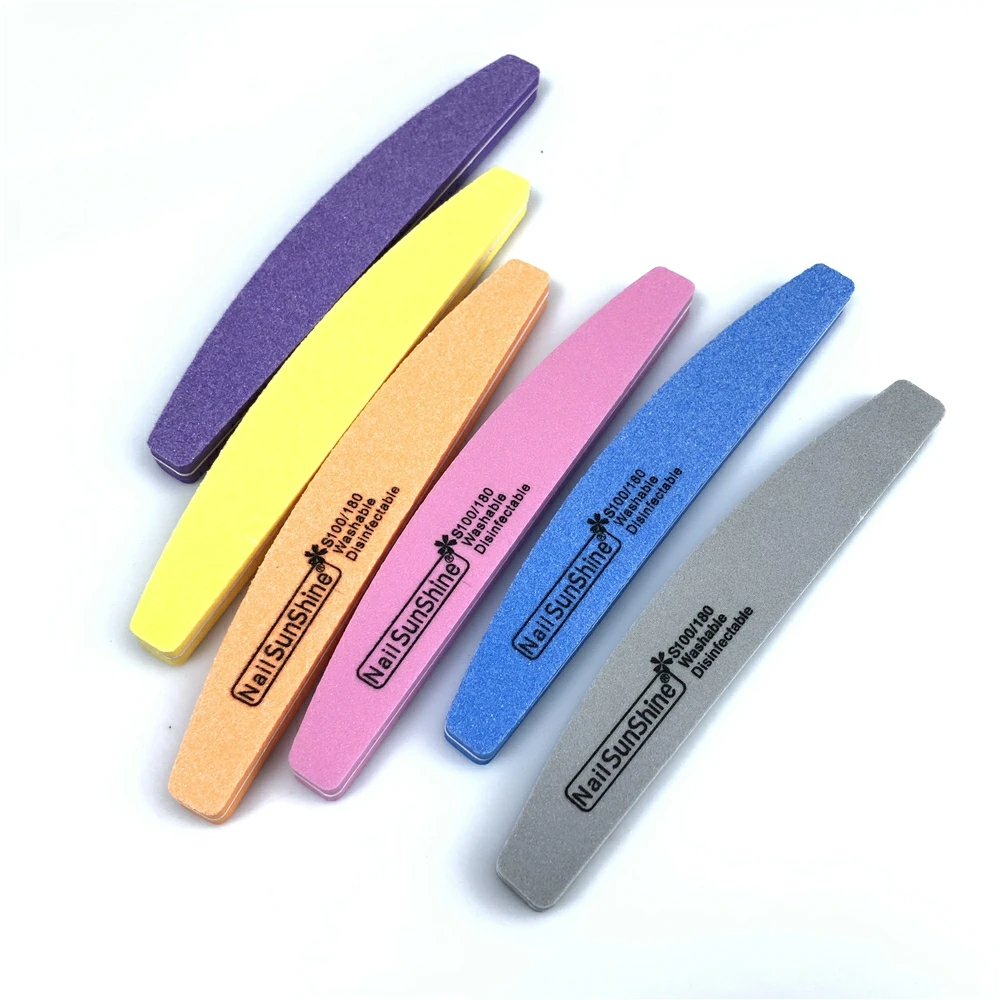 

10pcs/Set Double Side Scrub Nail Art Files Slim Sanding Set Nail Buffers Polish Gel Tools 100/180 Manicure Sponge Nail Files