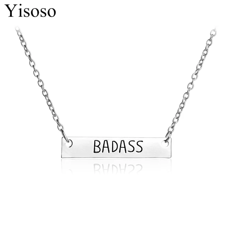 Yisoso модное индивидуальное металлическое ожерелье с буквами &quotBADASS&quot Золотое и