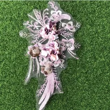 Вышивка тканевые нашивки, накладки кружева воды дрель украшение аппликация Роза ручной работы цветок DIY вышивка кусок