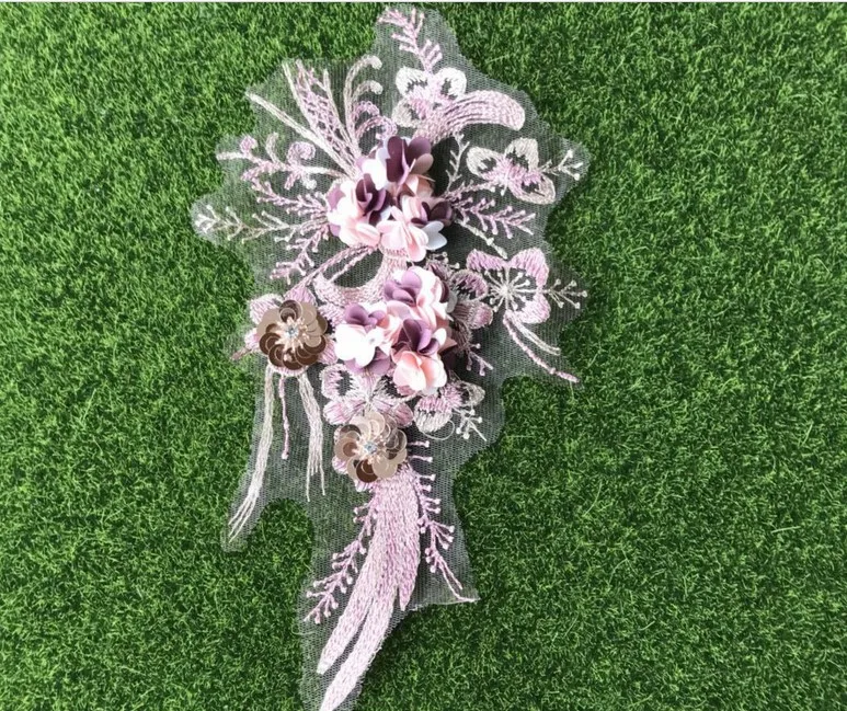 

Embroidery cloth applique patch lace water drill decoration applique rose handmade flower DIY embroidery piece