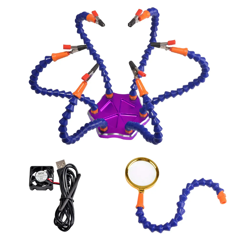 

Six Arm Soldering Station Helper with USB Fan Magnifier Welding Strange Third Hand DIY Kit Spare Parts for RC Drone flight tool