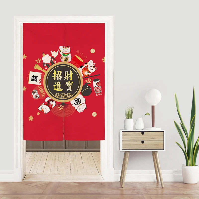 日本のラッキー猫のキッチンカーテンレストランドアカーテンのれん日本カーテン玄関風水風水ドアカーテン Curtains Aliexpress