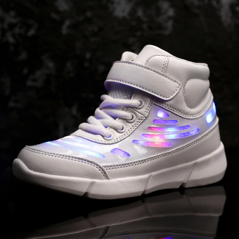 

DJSUNNYMIX NEW Arrival EU 25-37 Led Shoes for kids USB charger Light Up shoes for boys girls Fashion Party Glowing Sneakers