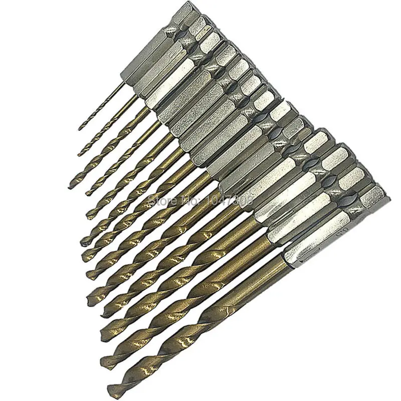 13pcs Titanium Drill Bit Industrial 1/4" Hex Shank Twist Bits Quick