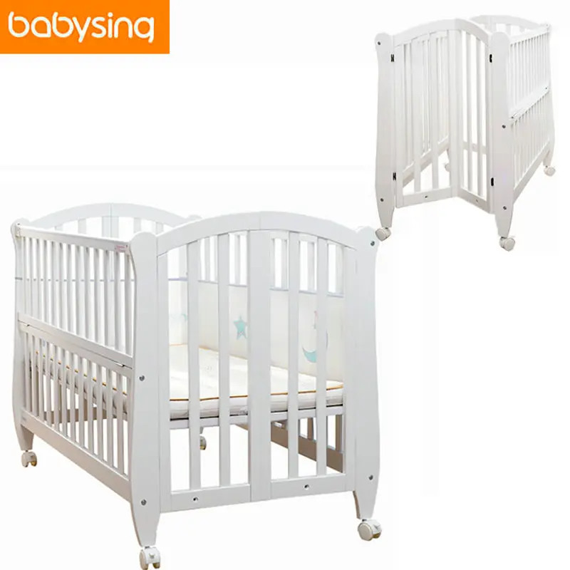 Three Level Adjustment Newborn Baby White Solid Crib 100%