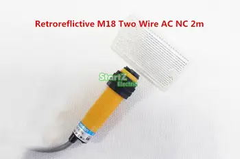 

5Pcs Retroreflictive M18 Two Wires AC NC 2m Detection Distance Photoelectric Sensor Optical Sensor E3F-R2Y2