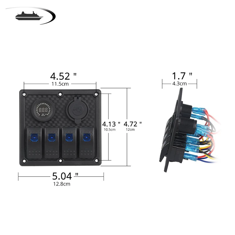 3/4/2 банда, водонепроницаемая панель переключателя для лодки, 12~ 24 В, морской автомобильный переключатель, панель управления, автомобильное двойное USB зарядное устройство, синий светодиодный
