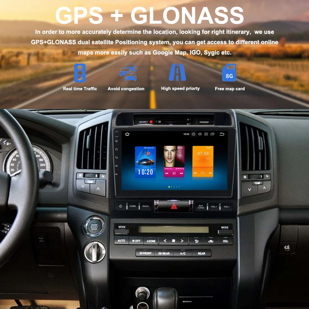 1 din Автомобильный gps Радио Android 9,0 для Toyota Land Cruiser мультимедиа 2009 2010-2012 2013 LC200 10," ips Авто Стерео навигация