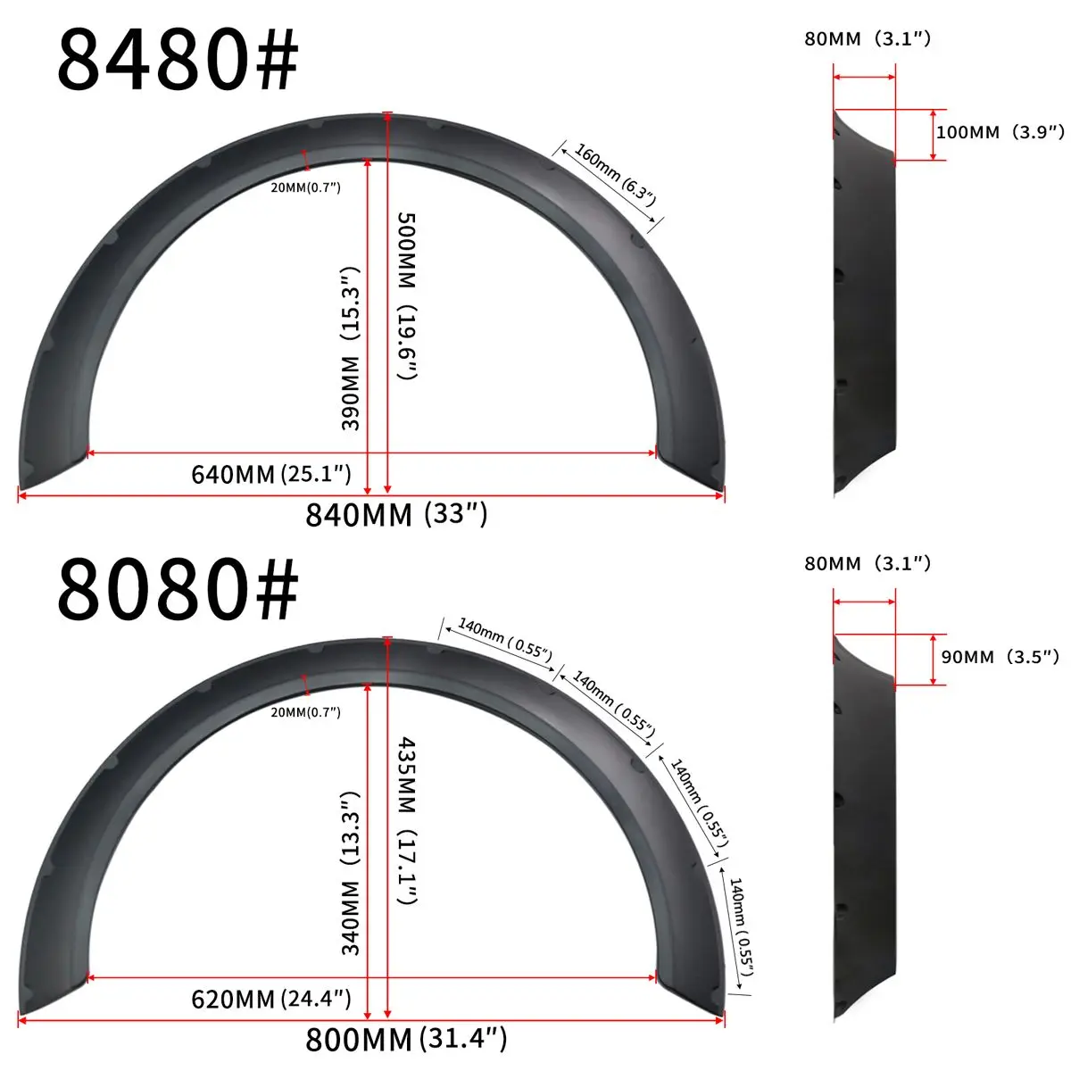 4 шт. Универсальная автомобильная вспышка для крыла, гибкие широкие колесные арки для Benz CLA GLA A B W117 C117 для BMW F30 F80 M3 F82 - Цвет: 8480 8080