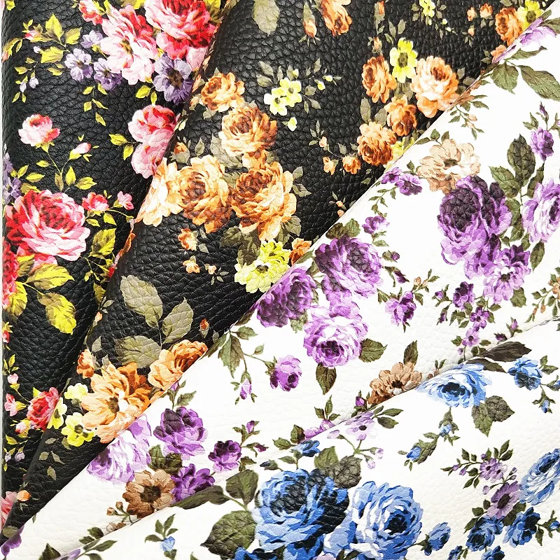 

1PC 21X29CM Synthetic Letaher, Cuero Sintetico Faux Leather Printed Rose Flowers Leather For Making Bows Accessories S236A