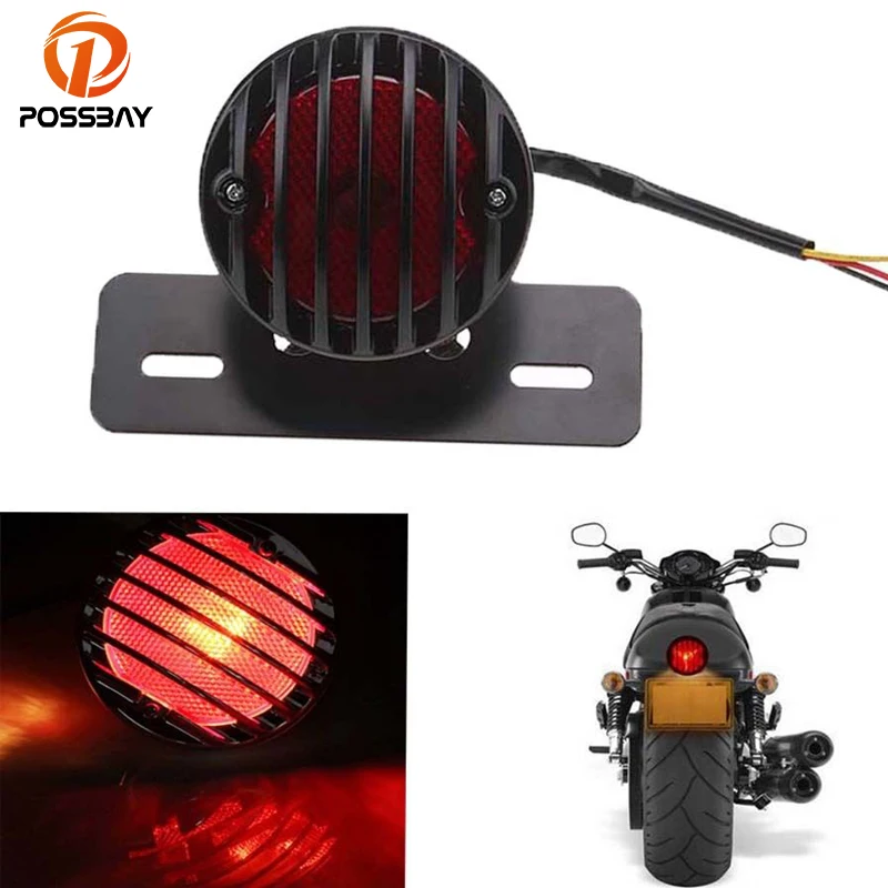 POSSBAY Round Side Mount Tail Light License Plate Bracket