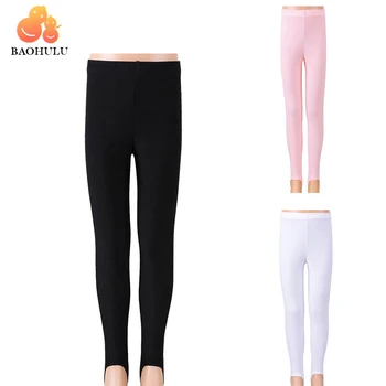 

BAOHULU Children Girl Stirrup Ballet Dance Tight Pants Solid Trousers Gymnastics Practice Pantyhose Girls Skinny Pants Plus